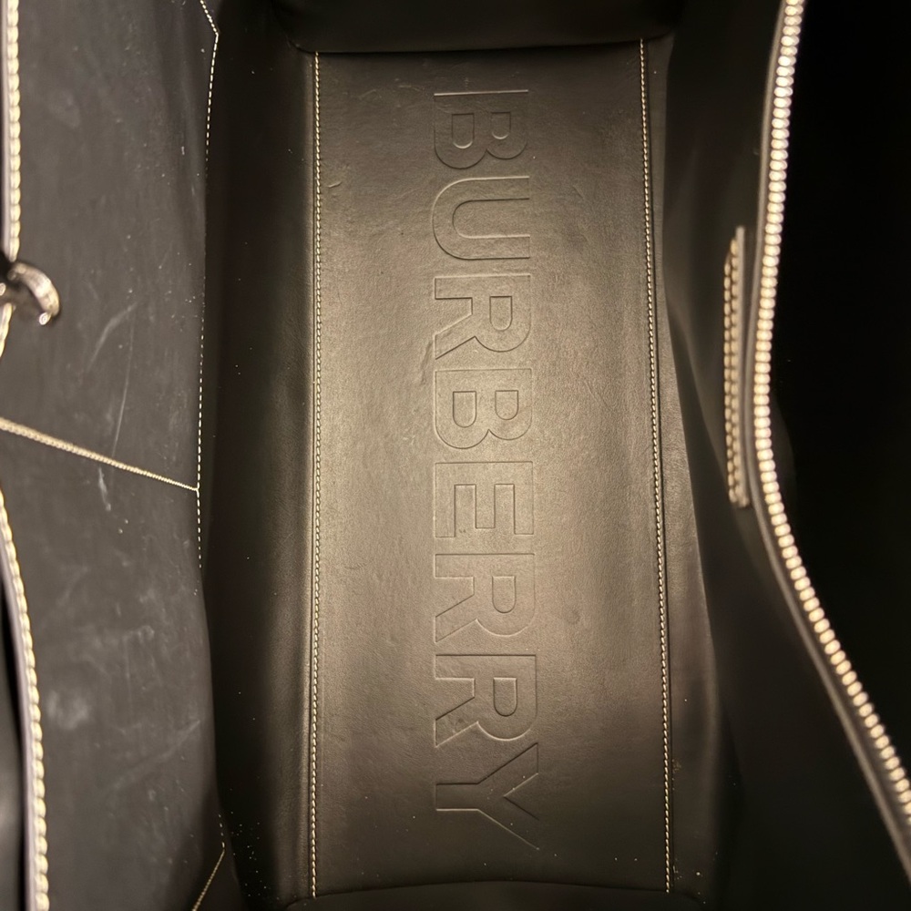 Burberry Brown Check Leather-Trim Tote - Picture 12 of 16